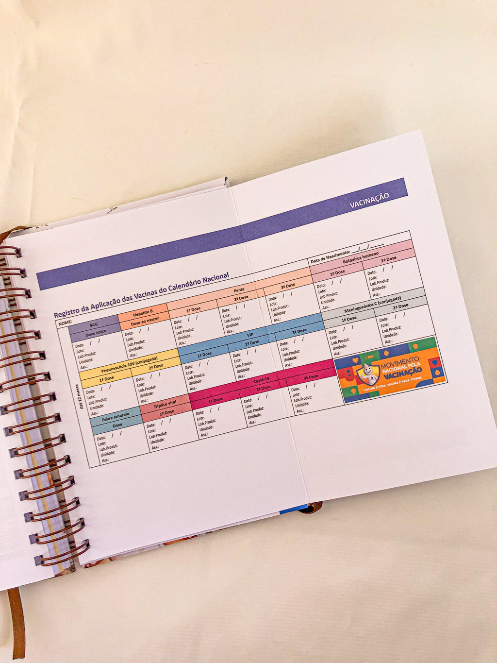 Planner do bebê com caderneta de vacinação da criança | Personalize a capa